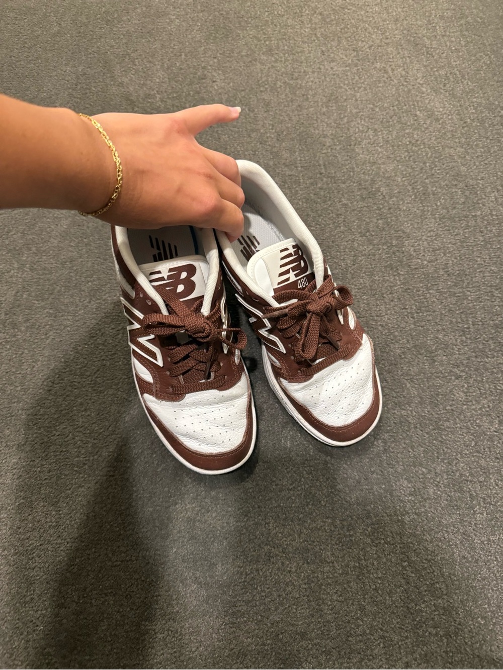 New Balance Brown & White Casual Sneakers - Picture 2 of 4